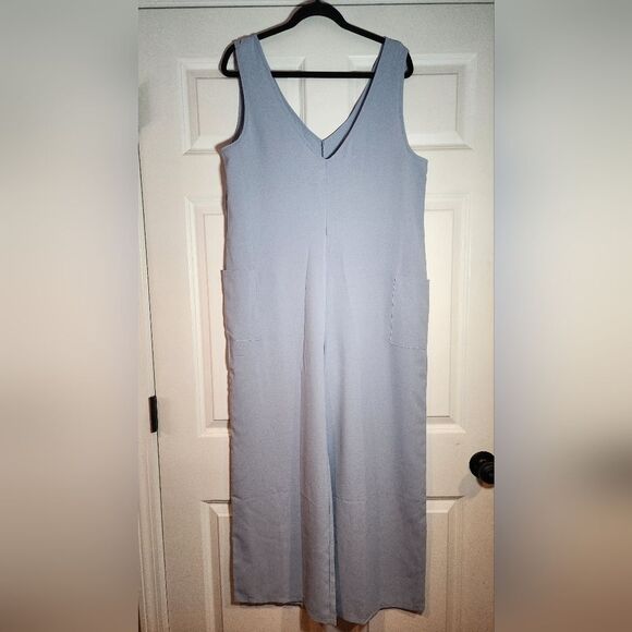 Pants - Light Blue Lightweight Pants Sleeveless Jumpsuit With Pockets XL